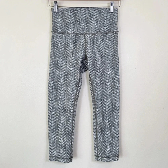 Lululemon Wunder Under Crop Full On Luon 21" High Rise Arrow Jacquard Dark Olive - Picture 4 of 13